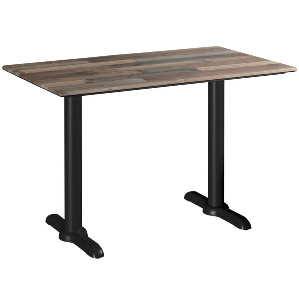 LT&S Excalibur Lancaster Table & Seating Excalibur 27 1/2" X 47 3/16" Rectangular Dining Height Table With Textured Mixed Plank Finish And Two End Outdoor Base Plates 2 LT&S Excalibur Lancaster Table & Seating Excalibur 27 1/2" X 47 3/16" Rectangular Dining Height Table With Textured Mixed Plank Finish And Two End Outdoor Base Plates - Image 2