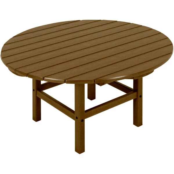 POLYWOOD 38" Teak Round Conversation Table 1 POLYWOOD 38" Teak Round Conversation Table