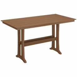 POLYWOOD Farmhouse Trestle 37" X 72" Teak Bar Height Table
