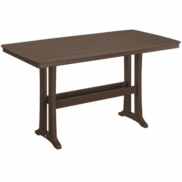 POLYWOOD Nautical Trestle 38" X 73" Mahogany Bar Height Table 1 POLYWOOD Nautical Trestle 38" X 73" Mahogany Bar Height Table