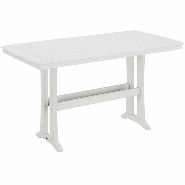 POLYWOOD Nautical Trestle 38" X 73" White Bar Height Table 1 POLYWOOD Nautical Trestle 38" X 73" White Bar Height Table