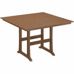 POLYWOOD Farmhouse Trestle 59" Teak Bar Height Table