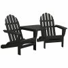POLYWOOD Classic Series Black Folding Adirondack Chairs With Connecting Table