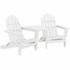 POLYWOOD Classic Series White Folding Adirondack Chairs With Connecting Table