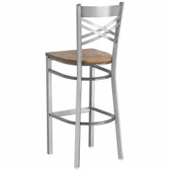 Lancaster Table & Seating Clear Coat Finish Cross Back Bar Stool With Vintage Wood Seat -Lancaster Table & Seating Shop 2196964