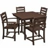 POLYWOOD La Casa Cafe 37" X 37" Mahogany Farmhouse Trestle 5-Piece Arm Chair Dining Set