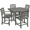 POLYWOOD La Casa Cafe 37" X 37" Slate Grey Farmhouse Trestle 5-Piece Arm Chair Dining Set