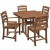 POLYWOOD La Casa Cafe 37" X 37" Teak Farmhouse Trestle 5-Piece Dining Set