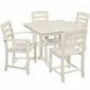 POLYWOOD La Casa Cafe 37" X 37" Sand Farmhouse Trestle 5-Piece Dining Set