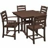POLYWOOD La Casa Cafe 37" X 37" Mahogany Farmhouse Trestle 5-Piece Dining Set