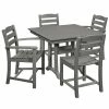 POLYWOOD La Casa Cafe 37" X 37" Slate Grey Farmhouse Trestle 5-Piece Dining Set