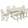 POLYWOOD La Casa Cafe 7-Piece Sand Dining Set With Nautical Trestle Table