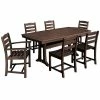 POLYWOOD La Casa Cafe 7-Piece Mahogany Dining Set With Nautical Trestle Table