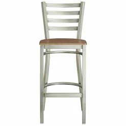 Lancaster Table & Seating Clear Coat Finish Ladder Back Bar Stool With Vintage Wood Seat -Lancaster Table & Seating Shop 2197793