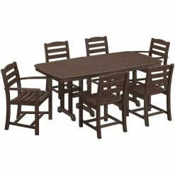 POLYWOOD La Casa Cafe 7-Piece Mahogany Dining Set With Nautical Table