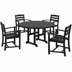 POLYWOOD La Casa Cafe 5-Piece Black Dining Set With 4 Arm Chairs