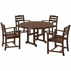 POLYWOOD La Casa Cafe 5-Piece Mahogany Dining Set With 4 Arm Chairs