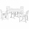 POLYWOOD La Casa Cafe 5-Piece White Dining Set With 4 Arm Chairs