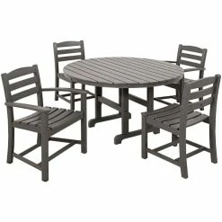 POLYWOOD La Casa Cafe 5-Piece Slate Grey Dining Set With 2 Arm Chairs And 2 Side Chairs