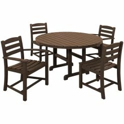 POLYWOOD La Casa Cafe 5-Piece Mahogany Dining Set With 2 Arm Chairs And 2 Side Chairs