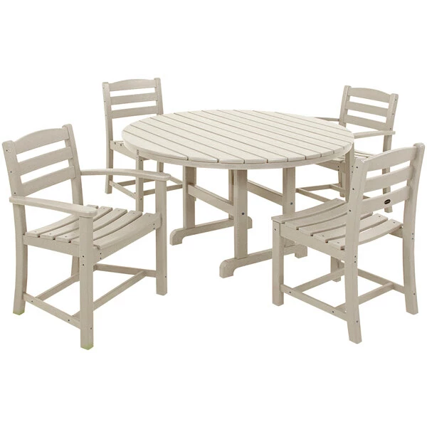 POLYWOOD La Casa Cafe 5-Piece Sand Dining Set With 2 Arm Chairs And 2 Side Chairs 1 POLYWOOD La Casa Cafe 5-Piece Sand Dining Set With 2 Arm Chairs And 2 Side Chairs
