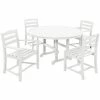 POLYWOOD La Casa Cafe 5-Piece White Dining Set With 2 Arm Chairs And 2 Side Chairs