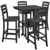 POLYWOOD La Casa Cafe 37" X 37" Black Farmhouse Trestle 5-Piece Bar Set