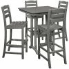 POLYWOOD La Casa Cafe 37" X 37" Slate Grey Farmhouse Trestle 5-Piece Bar Set