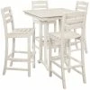 POLYWOOD La Casa Cafe 37" X 37" Sand Farmhouse Trestle 5-Piece Bar Set