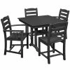POLYWOOD La Casa Cafe 37" X 37" Black Farmhouse Trestle 5-Piece Dining Set