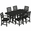 POLYWOOD Lakeside 7-Piece Black Dining Set With Nautical Table