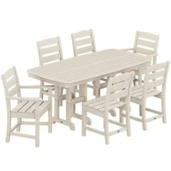 POLYWOOD Lakeside 7-Piece Sand Dining Set With Nautical Table
