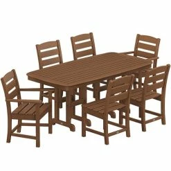 POLYWOOD Lakeside 7-Piece Teak Dining Set With Nautical Table
