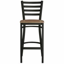Lancaster Table & Seating Black Finish Ladder Back Bar Stool With Vintage Wood Seat -Lancaster Table & Seating Shop 2198229
