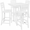 POLYWOOD La Casa Cafe 37" X 37" White Farmhouse Trestle 5-Piece Bar Set