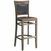 Lancaster Table & Seating Sofia Vintage Finish Upholstered Back Bar Height Chair With Vintage Wood Seat
