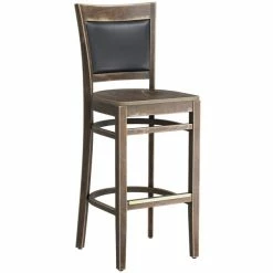 Lancaster Table & Seating Sofia Vintage Finish Upholstered Back Bar Height Chair With Vintage Wood Seat