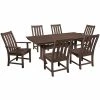 POLYWOOD Vineyard 7-Piece Mahogany Dining Set With Farmhouse Trestle Table