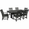POLYWOOD Vineyard 7-Piece Black Dining Set With Nautical Trestle Table, 2 Arm Chairs, And 4 Side Chairs