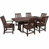 POLYWOOD Vineyard 7-Piece Mahogany Dining Set With Nautical Trestle Table, 2 Arm Chairs, And 4 Side Chairs