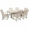 POLYWOOD Vineyard 7-Piece Sand Dining Set With Nautical Trestle Table, 2 Arm Chairs, And 4 Side Chairs