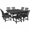 POLYWOOD Vineyard 9-Piece Black Dining Set With Farmhouse Trestle Table