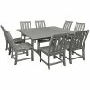POLYWOOD Vineyard 9-Piece Slate Grey Dining Set With Farmhouse Trestle Table