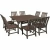 POLYWOOD Vineyard 9-Piece Mahogany Dining Set With Farmhouse Trestle Table