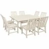POLYWOOD Vineyard 9-Piece Sand Dining Set With Farmhouse Trestle Table
