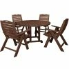 POLYWOOD Nautical 5-Piece Mahogany Dining Set With 4 Folding Chairs