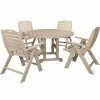 POLYWOOD Nautical 5-Piece Sand Dining Set With 4 Folding Chairs