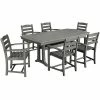 POLYWOOD La Casa Cafe 7-Piece Slate Grey Dining Set With 6 Arm Chairs And Nautical Trestle Table