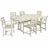 POLYWOOD La Casa Cafe 7-Piece Sand Dining Set With 6 Arm Chairs And Nautical Trestle Table