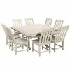 POLYWOOD Vineyard 9-Piece Sand Dining Set With Nautical Trestle Table